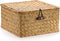 Hipiwe Wicker Shelf Basket Bin with Lid Square Handwoven Seagrass Box Decorative Household