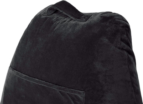 Husband Pillow Black, Original Reading Pillow in Bed Rest Chair, Shredded Memory Foam Large Lounge Cushion Adult