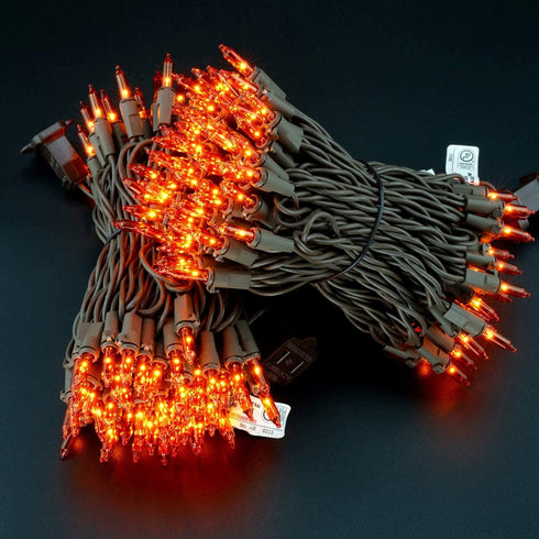 YULETIME Orange Christmas Lights with Brown Wire, 66 Feet 200 Count UL Certified String Lights, Pack of 2 Sets
