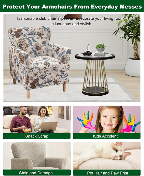 1-Piece Sofa,B62 CRFATOP Stretch Modern Banquet Armchair Slipcover Accent Chair Covers with Arms Soft Chair Slipcovers