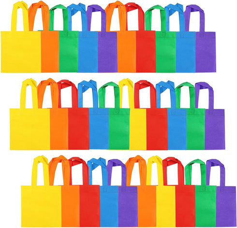 Aneco 30 Pieces Non-Woven Goodie Bags 8 8 Inch Party Favor Gift Bag Reusable Rainbow Cloth