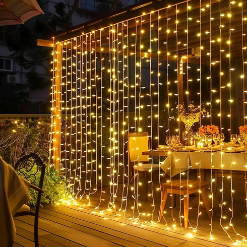 Dazzle Bright 300 LED Curtain Lights, Plug in Fairy Curtain Lights for
