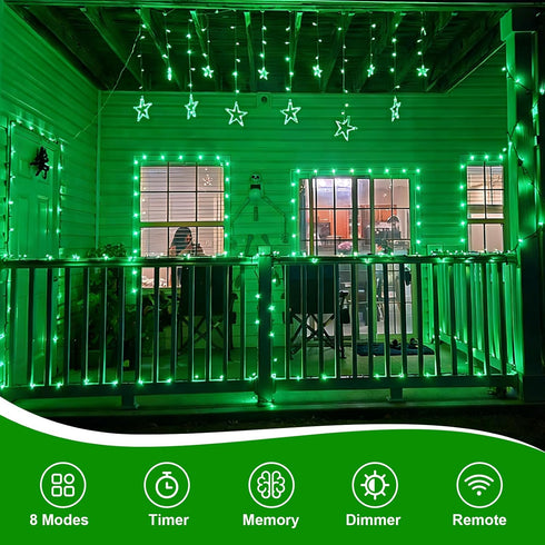 2 Pack 33ft 100 8 QITONG String Lights Battery Operated, Each LED Green Christmas Lights Outdoor Waterproof, Modes