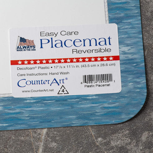 Counterart Set 4 Lighthouse Mural Reversible Easy Care Plastic Placemat of Made in The USA