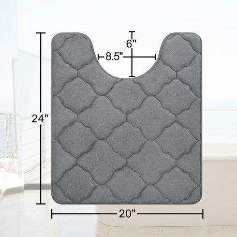OLANLY Memory Foam Toilet Rugs U-Shaped 24x20, Ultra Soft Non-Slip Thick Bathroom Mat in Dark Grey