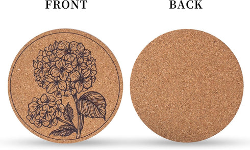Staruby 12 Coasters for Drinks pcs Absorbent Cork Coasters with Flower Coaster for Coffee Table Housewarming Gifts