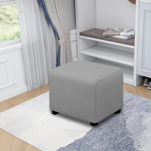 Easy-Going Stretch Ottoman Cover Folding Storage Stool Furniture Protector Soft slipcover with Elastic Bottom