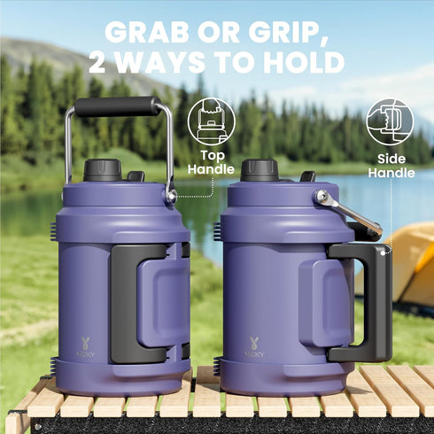 64 oz 2-in-1 36 Insulated Water Bottle for Gym: Meoky Triple Wall Vacuum Stainless Steel Half Gallon Water Jug - Top