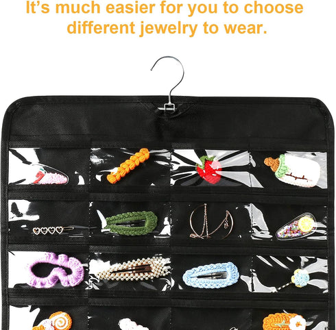 Luney Hanging Jewelry Organizer, 80 Pockets Earring Holder for Woman, Storage for Earrings, Necklaces, Bracelets (1PCS)