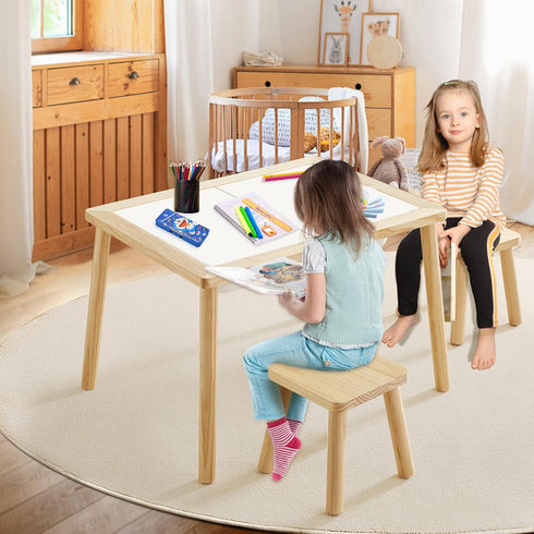 1 Pack Beright Wooden Step Stool for Kids, Children's Stool fit with Sensory Table, Sturdy Sitting Stool with Assembled