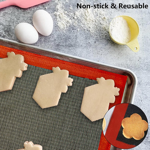 Perforated Baking Mats, 2 PCS Non-Stick Reusable Eclair Silicone Mat for Half Sheet, 11 5/8" x 16 1/2"