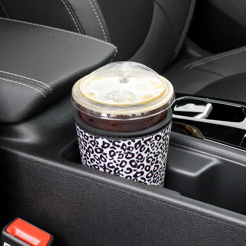 3 Pack Reusable Iced Coffee Sleeves - Xumbtvs Insulator Sleeve for Cold Beverages, Leopard Print