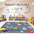 3'5' Car Track Rug Blue Road Rug for Kids, Car Traffic Road Play Mat for Kids Room Bedroom Decor