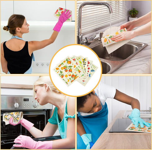 6 Patelai Pcs Swedish Dishcloth for Kitchen Fruit Swedish Dish Towels Swedishs Dish Cloths Absorbent Reusable Paper