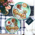 Set 2 Counter Crocon Round Wooden Ottoman Trays with Handles of Cycle Printed Farmhouse Decorative Serving Trays