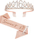 16th Birthday Sash Crown and Tiara for Girls, Sweet Sixteen Happy Birthday Sash 16 & Fabulous Party Supplies