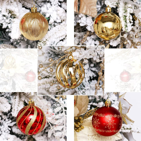 Christmas Ball Ornaments - 30 pcs 2.36" Shatterproof Baubles Set in Red and Gold for Xmas Tree Decorations