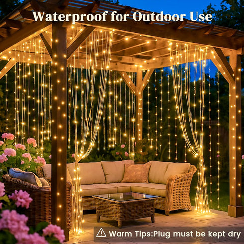 300 9.8 9.8 8 DomeStar LED Curtain Lights for Bedroom, x FT Fairy Lights with Modes Remote, Plugin Design for Holiday