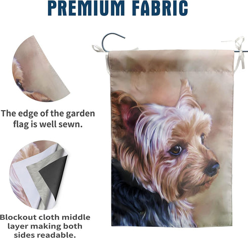 Yorkie Dog Garden Flag Welcome - Double Sided Small Yorkie Mom Banners and Flags 12 x 18 for Outdoor Seasonal