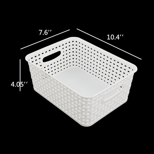 6-Pack 10.4-Inch x 7.6-Inch x 4.05-Inch Plastic Storage Basket - Woven Basket Bin