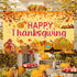 Famoby Happy Thanksgiving Fabric Sign Poster Banner, Pumpkin Turkey Maple Leaf Pattern for Photo Booth