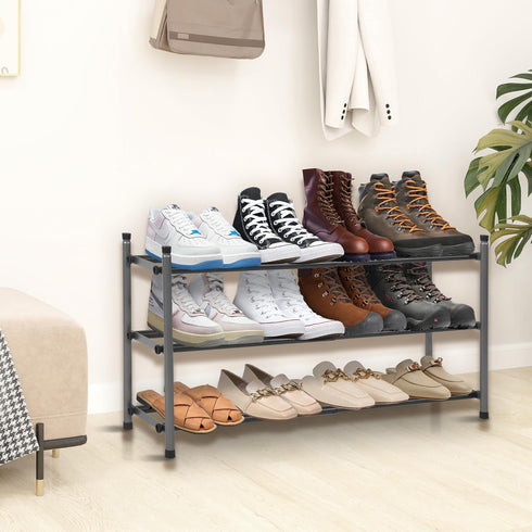 STORAGEIDEAS Closet, 3 Shoe Rack, Expandable Shoe Storage Organizer for Tier Metal Shoe Rack for Entryway, Adjustable