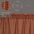 VHC Brands Burgundy Check Primitive Valance, 16"x72", Red Rod Pocket Cotton Kitchen Curtains