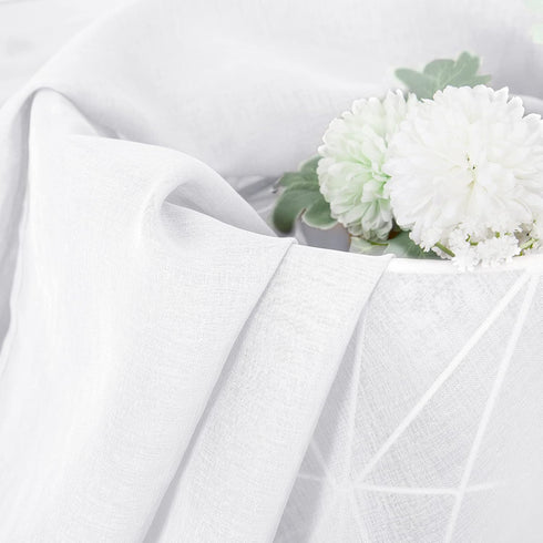 Tollpiz White Sheer Valance Curtains, 54 x 16 inches, Linen Textured Rod Pocket Voile Valance for Bedroom