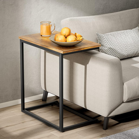 27 inches Pipishell C Shaped End Table High, Side Table for Couch Slide Under, C Table Sofa Side End Table for Living