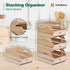 Wood Potato Onion Storage Bins, Stackable Wooden Produce Basket for Kitchen Pantry Organization, Set of 3 Pieces