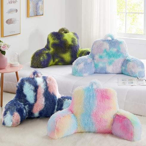 Jillche Bed Fluffy Fur Reading Pillow for Adults & Kids Unisize, Stylish Back Pillow for Bed Sitting Up, Bed Chair