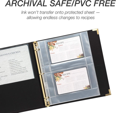 Samsill Recipe Card Page Protectors (50 Count) for 8.5 x 11 Recipe Binders