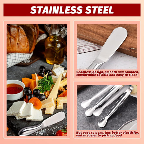 Butter Spreader Knife Set - 8 PCS Stainless Steel Cheese and Butter Spreaders with Mini Serving Tongs for Appetizers,