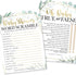 Hadley Designs Baby Shower Games Set, 25 Double-Sided Cards for 25 Guests, Word Scramble & True or False (Greenery)