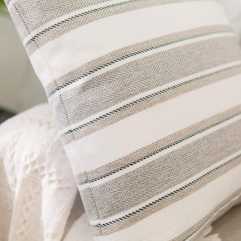 Mini Multi Color Stripe Pillow Case, Soft Faux Linen Square Decorative Throw Cushion Cover with Hidden Zipper, 35 x 35