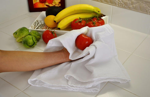 Nouvelle Legende Reusable Cotton Flour Sack Towels, 4-Pack, 28 x 29 Inches, White