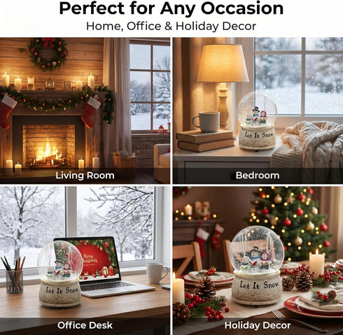 Christmas Snow Globes Glitter Water Globe Musical Snow Globe Decoration Plays Let It Snow, Snowman Xmas Snow Globe