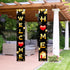 Welcome Home Door Banner Decoration, Black Gold Welcome Back Home Porch Banner for Outdoor Party Supplies
