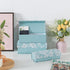 Blue Botanical Decorative Storage Boxes with Lids, Set of 3 White Floral Memory Keepsake Boxes for Organizing