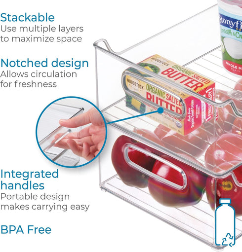 iDesign Stackable Plastic Pantry Bin with Handles, Clear, Made in USA