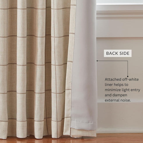 52" 84", 1 Elrene Home Fashions Brighton Windowpane Plaid Blackout Window Curtain, Living Room and Bedroom Drape