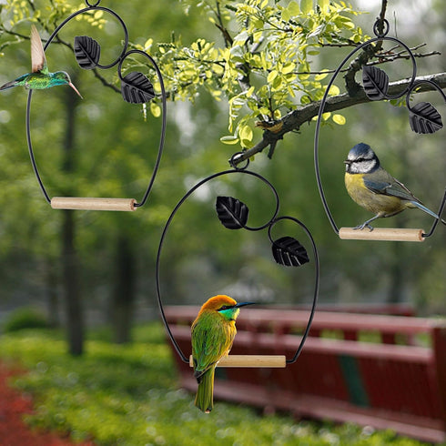 winemana Set of 3 Hummingbird Swings, Rust Resistant Metal Frame, Perfect for Hanging Indoor or Outdoor