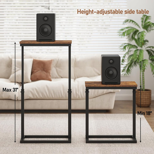 TB01BB083 TUTOTAK End Table, Side Table, Tall Couch Table, Sofa Table, Living Room, Bed Room, Brown