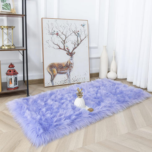 2 4 Noahas Luxury Fluffy Rugs Bedroom Furry Carpet Bedside Faux Fur Sheepskin Area Rugs Children Play Princess Room