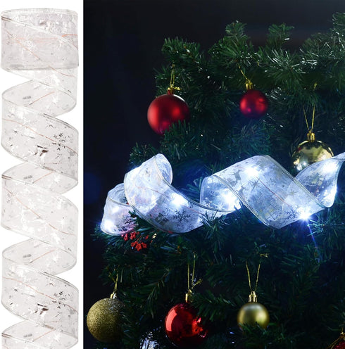 Vimorg 2.5Inch 66Ft 200 8 Christmas Decorations - x Led Christmas Tree Ribbon Lights with Lighting Modes, Battery