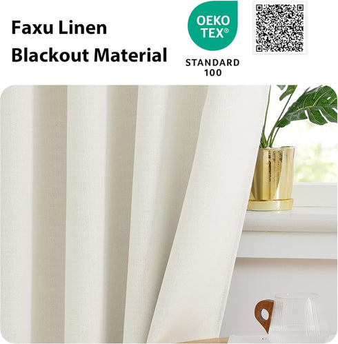 NICETOWN Classroom Door Window Cover, Blackout Shades for Door Windows, Faux Linen French Door Curtain, W8 x L36, 1