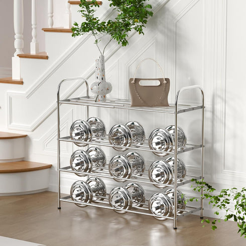 Botion 4 Tier Expandable Shoe Rack for Closet, Stainless Steel Shoe Shelf, Strong