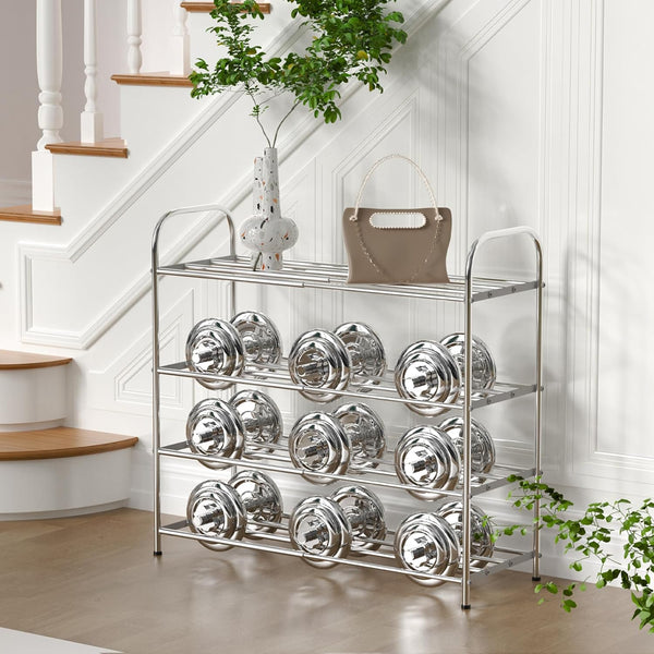 Botion 4 Tier Expandable Shoe Rack for Closet, Stainless Steel Shoe Shelf, Strong