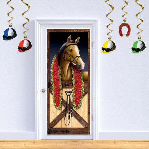 Beistle 5-Piece Derby Day Whirls - Horse Racing Game Supplies and Party Decorations, Jockey Party Accessories, 3'1"