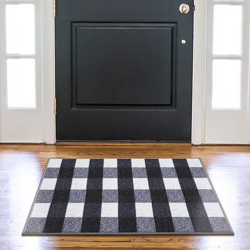 Ottomanson Ottohome Collection Non-Slip Rubberback Checkered Buffalo Plaid Design Indoor Area Rug, 2'3" x 3',
